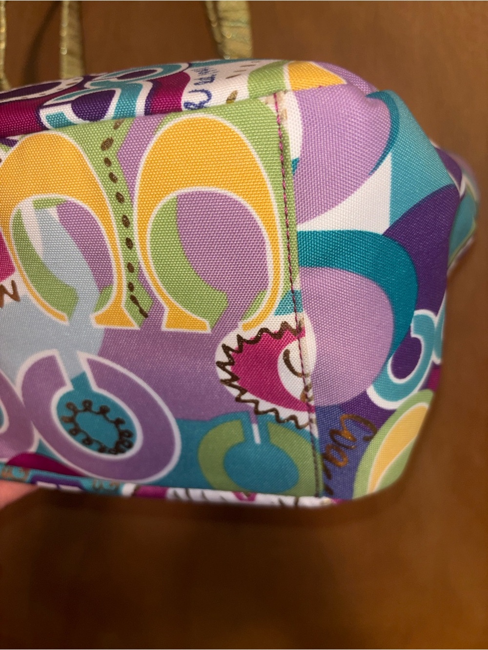 Coach Poppy -F19423 Multicolor Graphic Print Tote /Gold Accents/crossbody strap - Picture 7 of 17